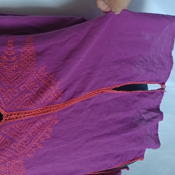 Moda International Purple and Pink Embroidered Cotton Tunic - Picture 4 of 6